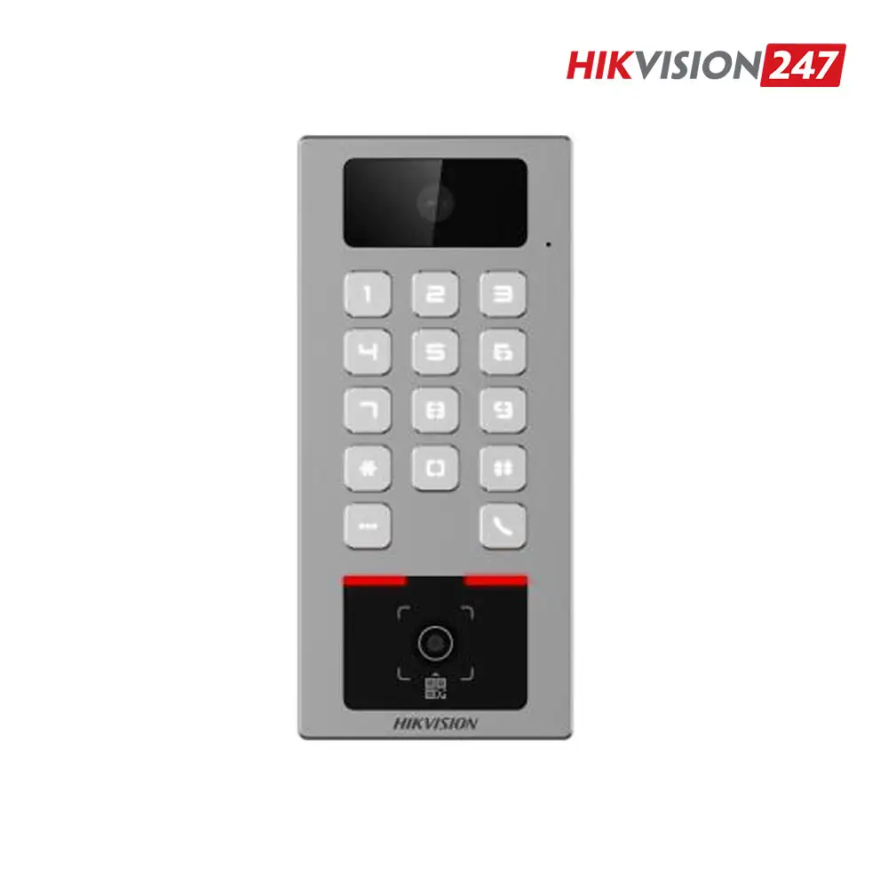 Máy chấm công thẻ DS-K1T502DBWX-CQRE1 tích hợp QR và intercom