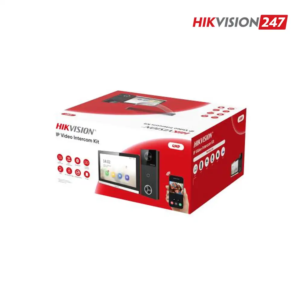 Bộ chuông cửa màn hình IP Hikvision DS-KIS610-P 4MP góc rộng 150°